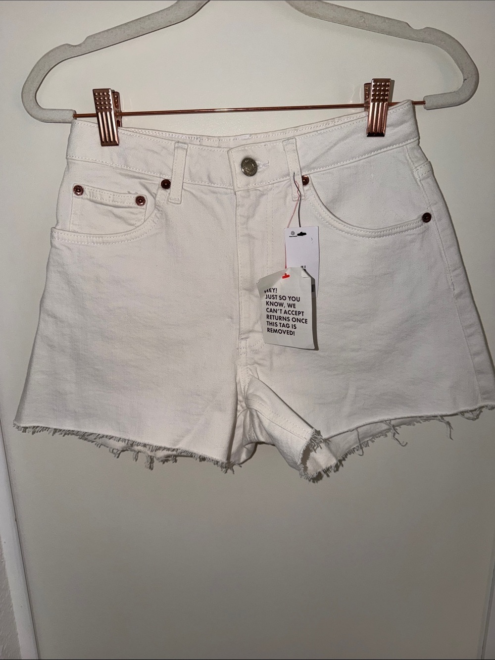 NWT Topshop White/Ivory Denim Frayed Hem Jean Shorts  | 4